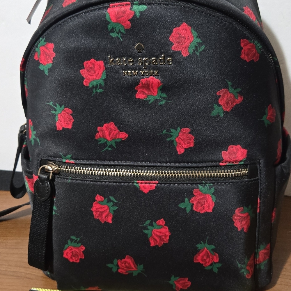 Kate Spade Floral Black and Red Backpack - Picture 5 of 10